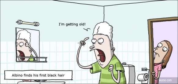 Albino finds his first black hair