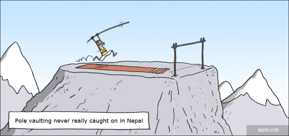 Pole vaulting never really caught on in Nepal