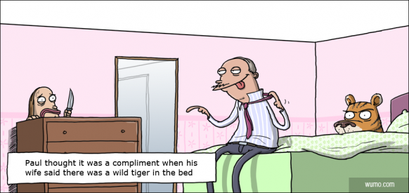 Wild tiger in bed