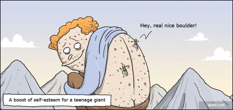 A bit of self-esteem for the teenage giant