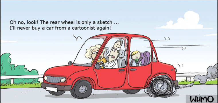 Never buy a car from a cartoonist