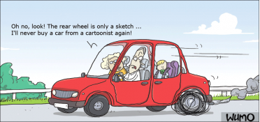 Never buy a car from a cartoonist