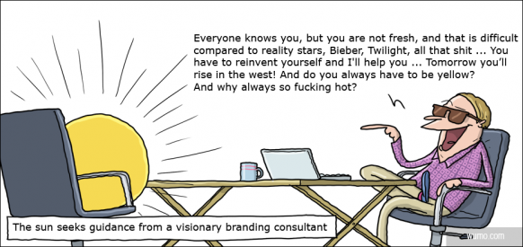 The sun seeks guidance for a visionary branding consultant